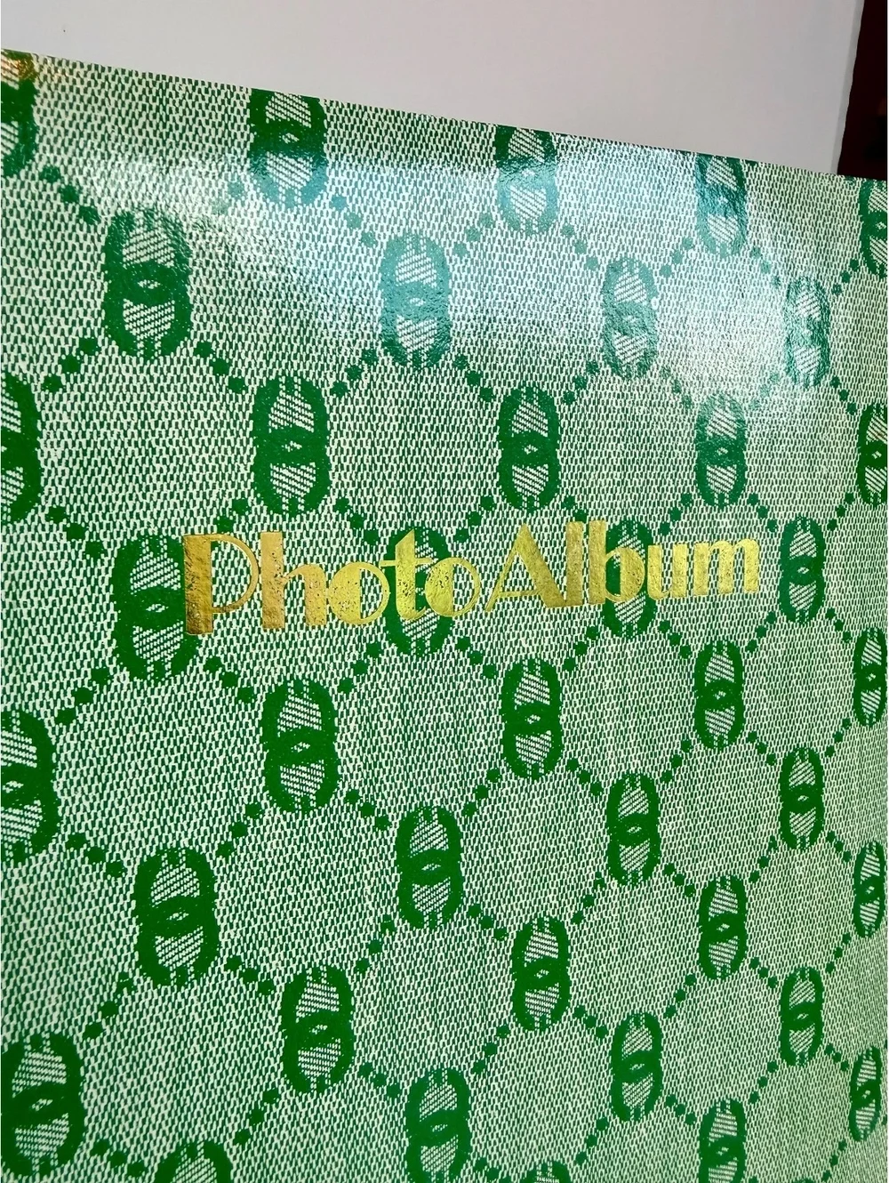 Vintage Green Geometric Dry Mount Photo Album Spiral Bound Retro Photo Book